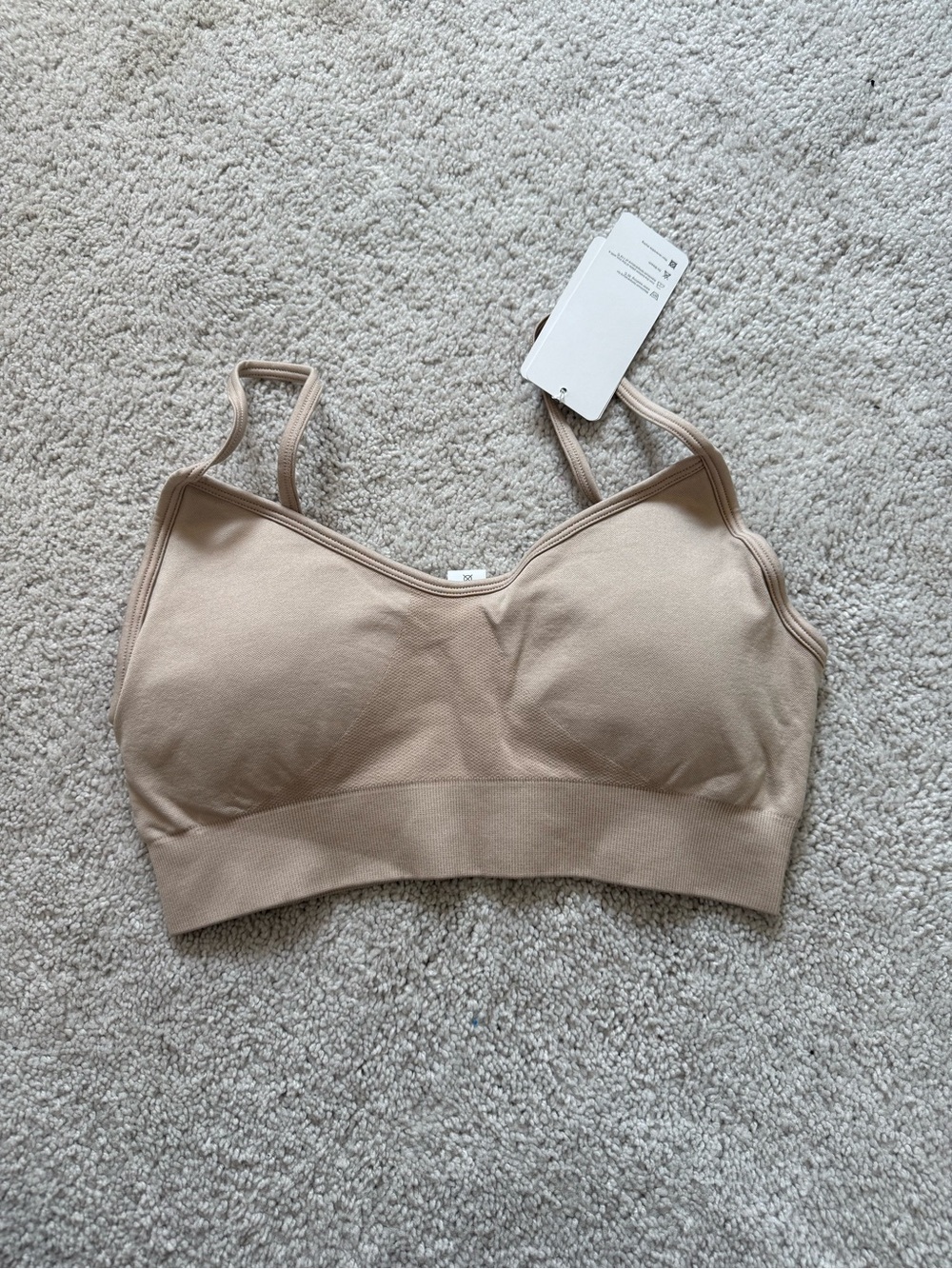 Rockstar Peach Seamless Sports Bra Removable Pads Beige Size M Activewear New